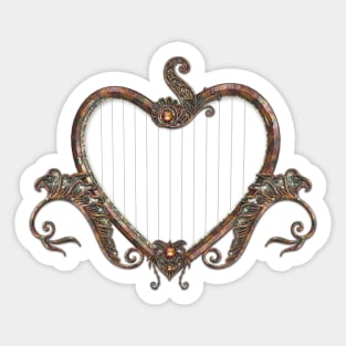 Elegant harp made from a heart Sticker